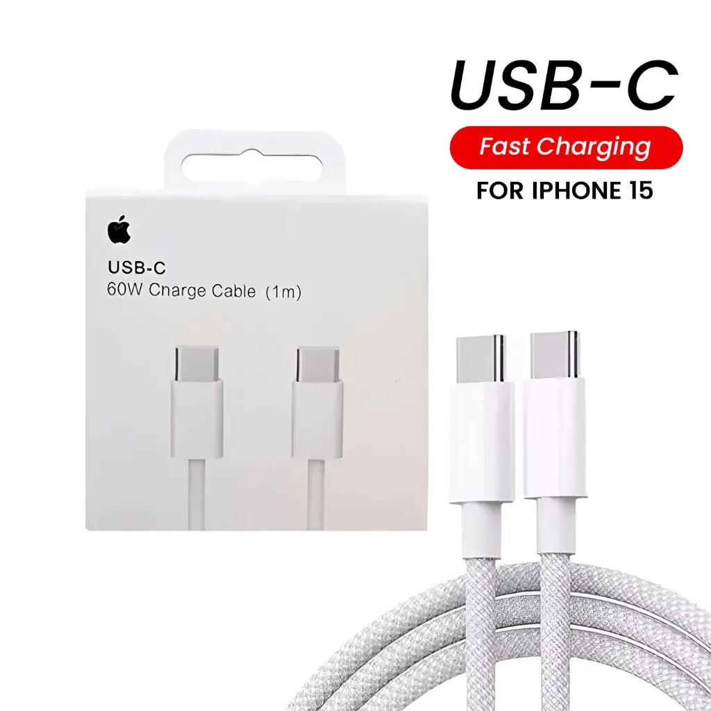 High-power 60W Type-C to C cable for iPhone, iPad, and MacBook. Supports fast charging..webp